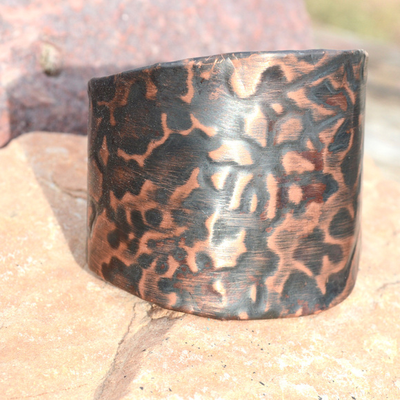 Poinsettia Flower Cuff Bracelet Copper Christmas - Picture 4 of 8